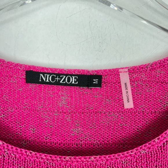 NWT NIC+ZOE Crossstitch Sweater Pink Lace Up Size Medium M NEW - Picture 5 of 13